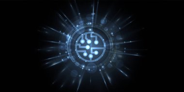 Soyut teknoloji geçmişi. Geometrik şekillerle geleceksel teknoloji arayüzü