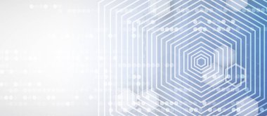 Soyut altıgen arkaplan. Teknoloji çocuk felci tasarımı. Dijital gelecekçi minimalizm. Vektör