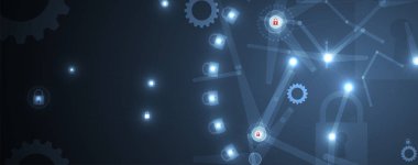 Siber güvenlik ve bilgi ya da ağ koruması. İş ve internet projesi için gelecekteki siber teknoloji web hizmetleri