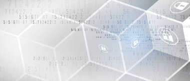 Siber güvenlik ve bilgi ya da ağ koruması. İş ve internet projesi için gelecekteki siber teknoloji web hizmetleri