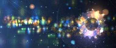 Soyut teknoloji geçmişi. Geometrik şekillerle geleceksel teknoloji arayüzü