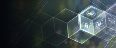 Cybersecurity ve bilgi veya ağ koruması. Gelecekteki teknoloji