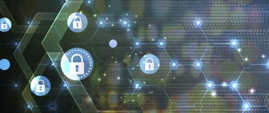 Cybersecurity ve bilgi veya ağ koruması. Gelecekteki teknoloji