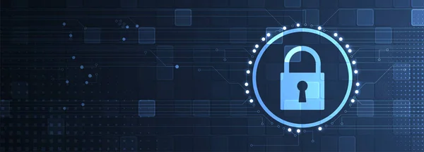 Ciberseguridad e información o protección de la red. Tecnología del futuro — Vector de stock