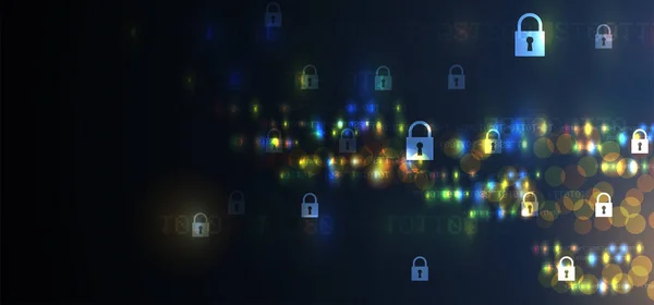 Cybersecurity ve bilgi veya ağ koruması. Gelecekteki teknoloji — Stok Vektör