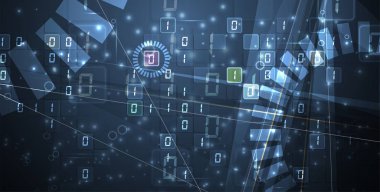 İkili kod baytını ağ üzerinden çalıştırın. Soyut fütüristik te