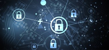 Cybersecurity ve bilgi veya ağ koruması. Gelecekteki teknoloji