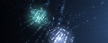 Soyut DNA teknolojisi. Bilim tıp kavramı. Fütüristik bac