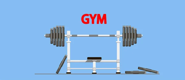 Equipo de gimnasia. Barbell con pesas — Vector de stock