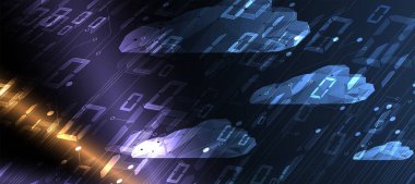 Bulut teknolojisi. Entegre dijital web konsepti arka planı