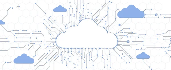 Technologie mraků. Pozadí koncepce integrovaného digitálního webu — Stockový vektor