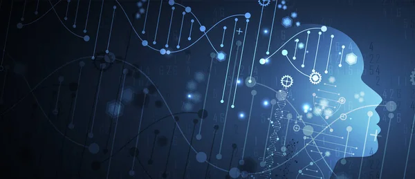 Abstracte kunstmatige intelligentie DNA-technologie. Wetenschap en SOC — Stockvector