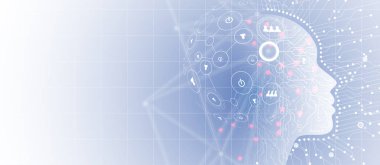 Yapay zeka. Teknoloji web arka plan. Sanal konsantrasyon