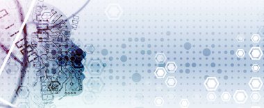 Yapay zeka. Teknoloji web arka plan. Sanal konsantrasyon