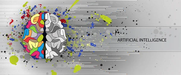 Processamento quântico. Inteligência artificial de aprendizagem profunda. Futuro —  Vetores de Stock