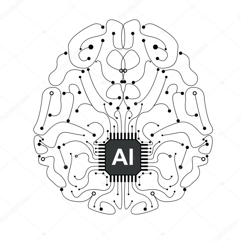 Quantum processing. Deep learning artificial intelligence. Futur