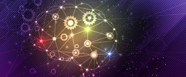 Yapay zeka. Teknoloji web arka plan. Sanal konsantrasyon