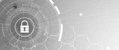 Siber güvenlik ve bilgi ya da ağ koruması. İş ve internet projesi için gelecekteki siber teknoloji web hizmetleri