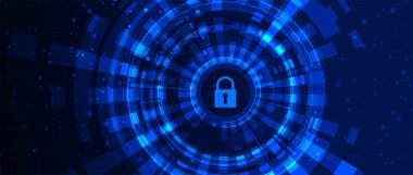 Siber güvenlik ve bilgi ya da ağ koruması. İş ve internet projesi için gelecekteki siber teknoloji web hizmetleri