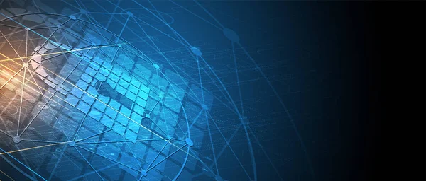 网络安全和信息或网络保护 商业和互联网项目的未来网络技术网络服务 — 图库矢量图片