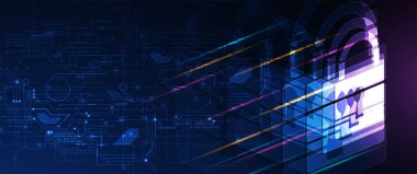 İş geçmişi için internet dijital siber güvenlik teknolojisi kavramı. Yaban domuzunu kilitle.