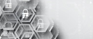 Siber güvenlik ve bilgi ya da ağ koruması. İş ve internet projesi için gelecekteki siber teknoloji web hizmetleri