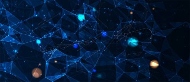 Kuantum işleme. Derin öğrenme yapay zekası. İşletme veya bilim sunumu için gelecekteki yeni teknoloji. Vektör arkaplanı