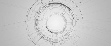Soyut teknoloji geçmişi. Geometrik şekillerle geleceksel teknoloji arayüzü