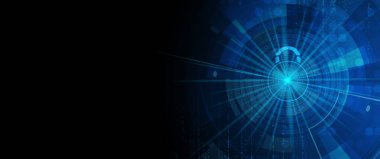 Siber güvenlik ve bilgi ya da ağ koruması. İş ve internet projesi için gelecekteki siber teknoloji web hizmetleri