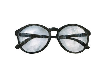 Mürekkep ve suluboya ile el çizilmiş güzel gözlük. Beyaz arka planda yalıtılmış