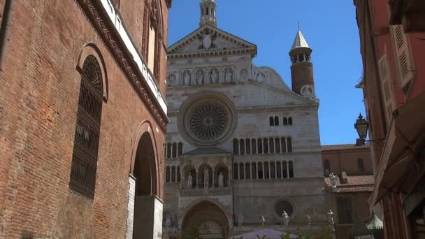 Fassade Der Kathedrale Von Cremona Italien Zeitlupe — Stockvideo