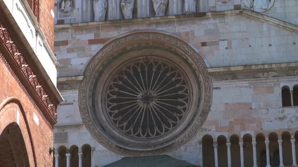 Πρόσοψη Του Καθεδρικού Ναού Ιταλία Cremona Αργή Κίνηση — Αρχείο Βίντεο