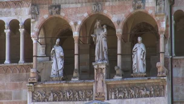 Πρόσοψη Του Καθεδρικού Ναού Ιταλία Cremona Αργή Κίνηση — Αρχείο Βίντεο