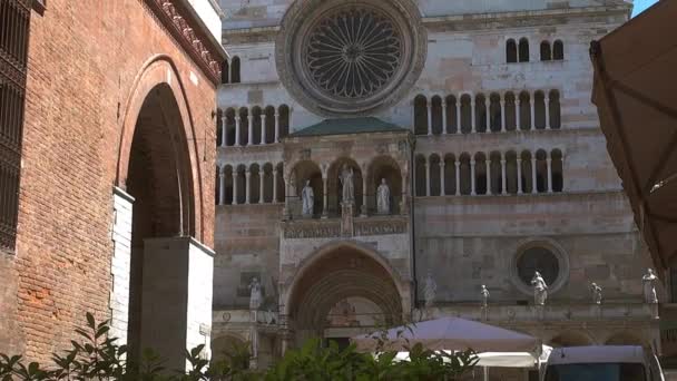 Fassade Der Kathedrale Von Cremona Italien Zeitlupe — Stockvideo