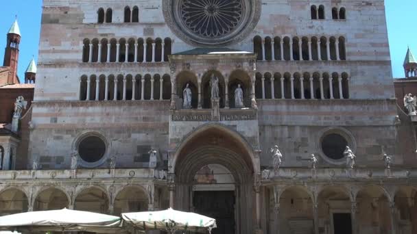 Fassade Der Kathedrale Von Cremona Italien Zeitlupe — Stockvideo