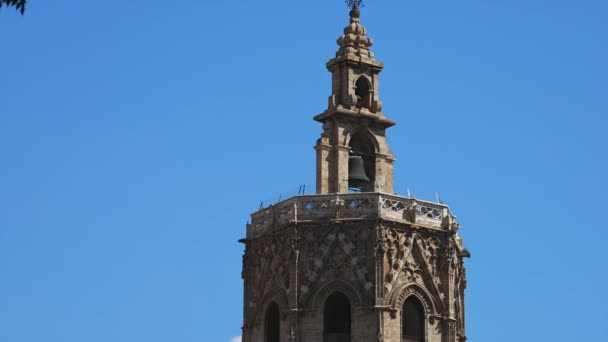 Valencia Espanha Por Volta 2018 Fonte Turia Placa Verge Catedral — Vídeo de Stock