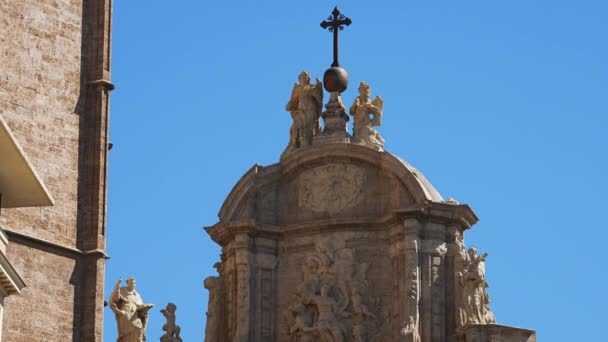 Valencia Espanha Por Volta 2018 Fonte Turia Placa Verge Catedral — Vídeo de Stock