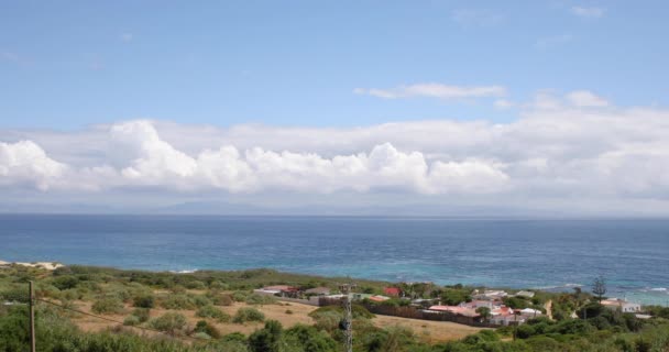 Ландшафт Облачного Неба Гибралтарского Пролива Океана Побережья Марокко Горизонте Африка — стоковое видео
