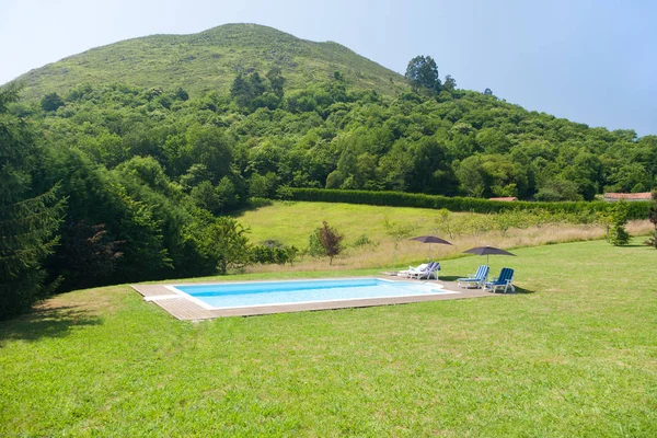 Dağlarla Doğa Asturias Spanya Avrupa Nın Yeşil Çayır Bahçesinde Yüzme — Stok fotoğraf