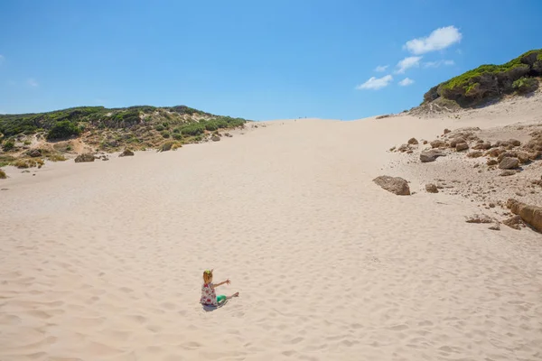 Üst Kısmında Kalan Dune Beach Bolonia Tarifa Cadiz Endülüs Spanya — Stok fotoğraf