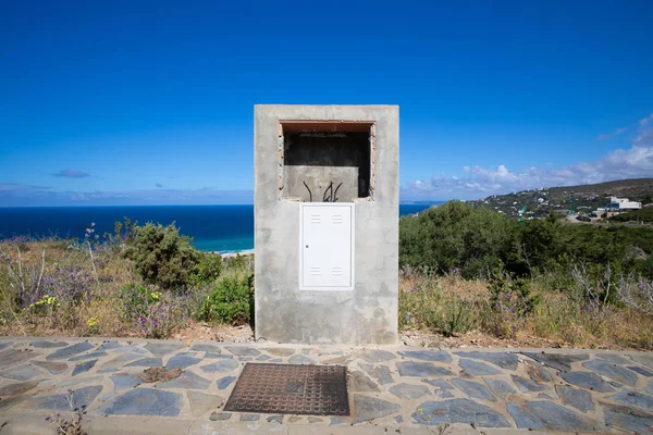 Scatola Esterna Cemento Accesso Elettrico Strada Urbanizzazione Senza Costruire Con — Foto Stock