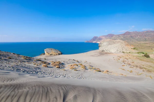Panorama Impressionnant Plage Monsul Depuis Sommet Dune Dans Parc Naturel — Photo