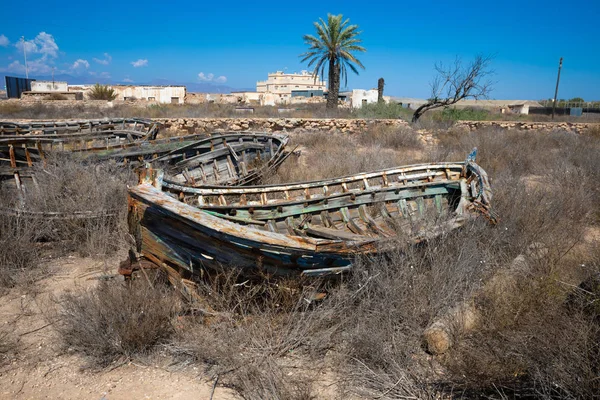 Dilapidated Old Wooden Boats Country Gata Cape Natural Park Cabo — Stock Photo, Image