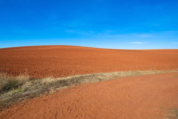 Horizonte de campo de tierra marrón colina y cielo azul —  Fotos de Stock