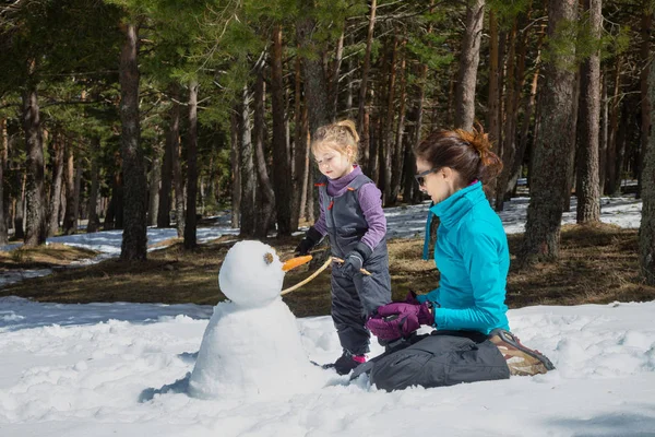 sno annesine kardan adam netx için kol dalı yerleştirerek kız