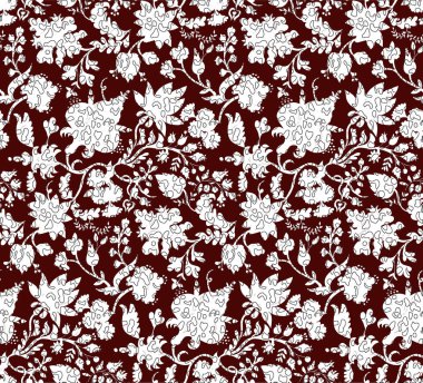 Çiçekli siluetler vektörsüz desen