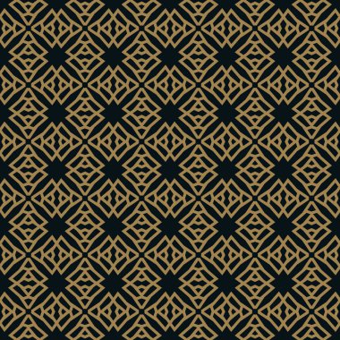 Siyah arka plan üzerine kesişen ince altın satırlarının seamless modeli. Soyut sorunsuz süsleme.