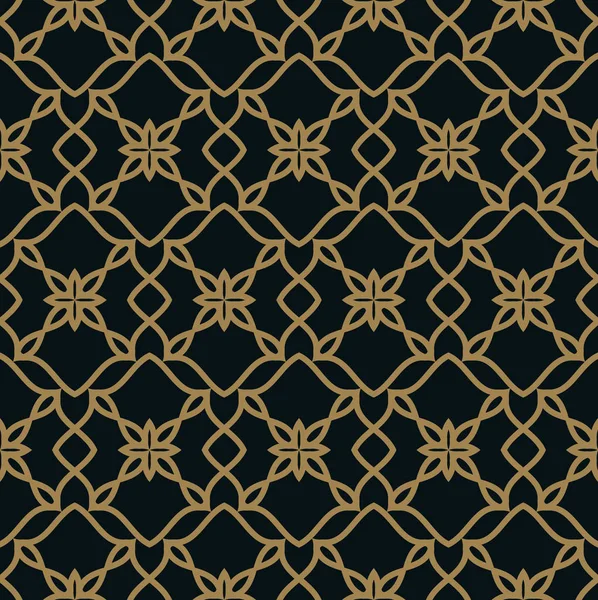 Бесшовный Рисунок Пересекающихся Тонких Золотых Линий Черном Фоне Абстрактный Бесшовный — стоковый вектор