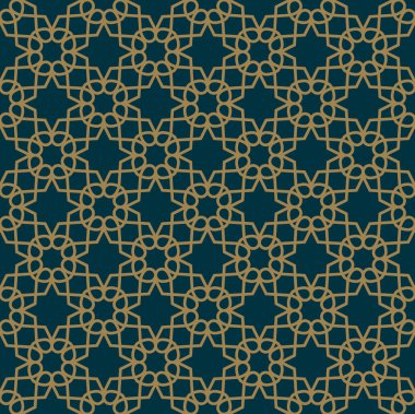 Soyut seamless modeli, vektör seamless modeli. Geometrik süsleme yinelenen. Lüks altın mavi renk