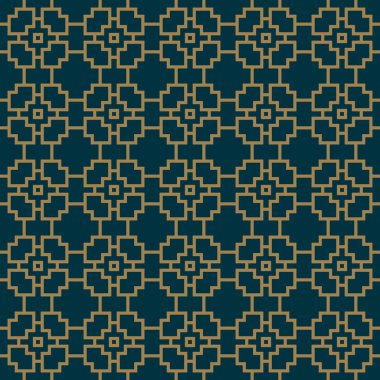 Soyut seamless modeli, vektör seamless modeli. Geometrik süsleme yinelenen. Lüks altın mavi renk